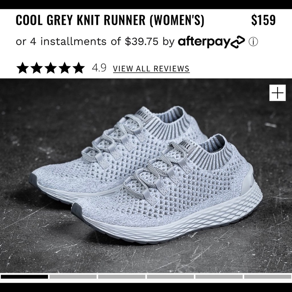Nobull Womens 8 Cool Grey Knit Runners